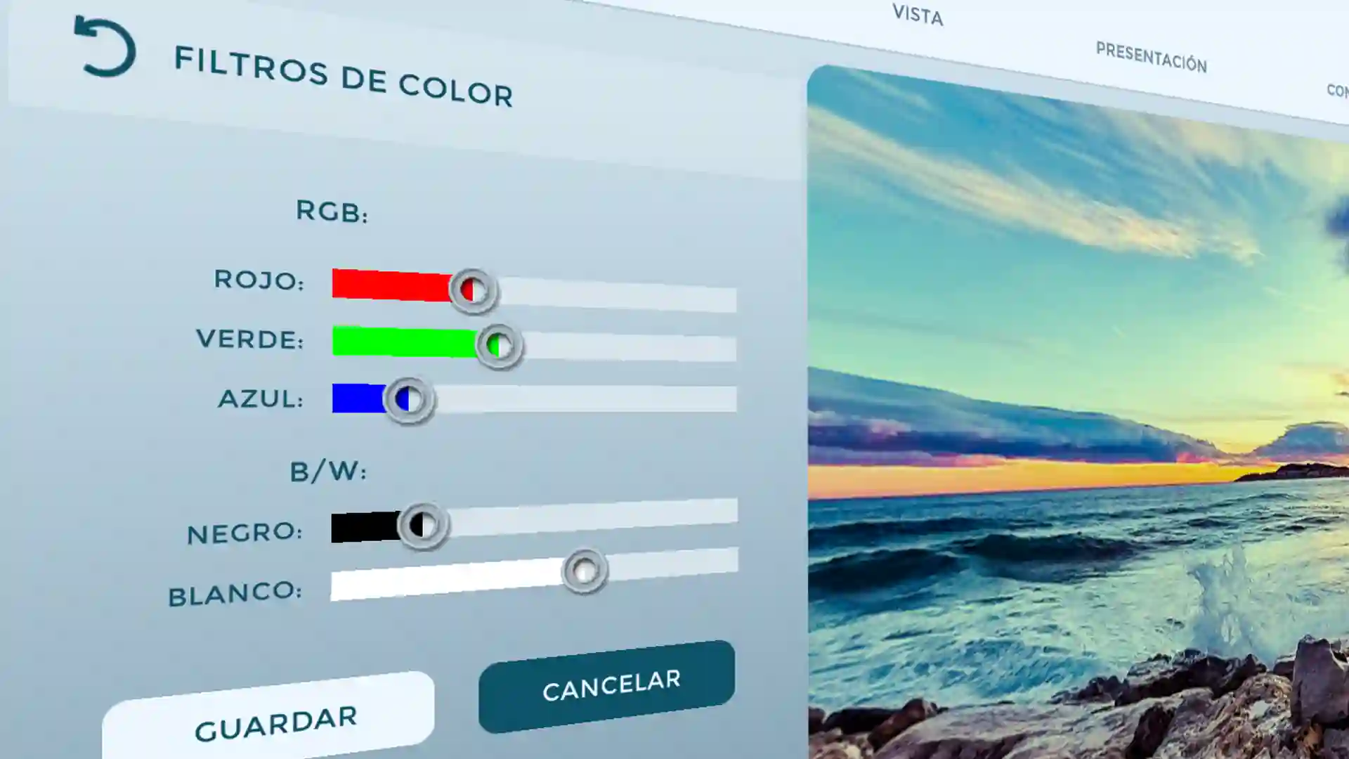 Filtros de color para imágenes 360 grados - Visor360