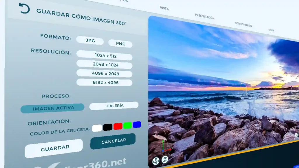 Guardar foto 360 exportar panorama imagen desde pc windows visor visor360